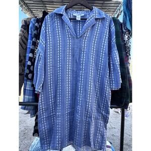 Workshop Republic Clothing Shirt Dress M Women's Smock Geometric Stripes Hippie